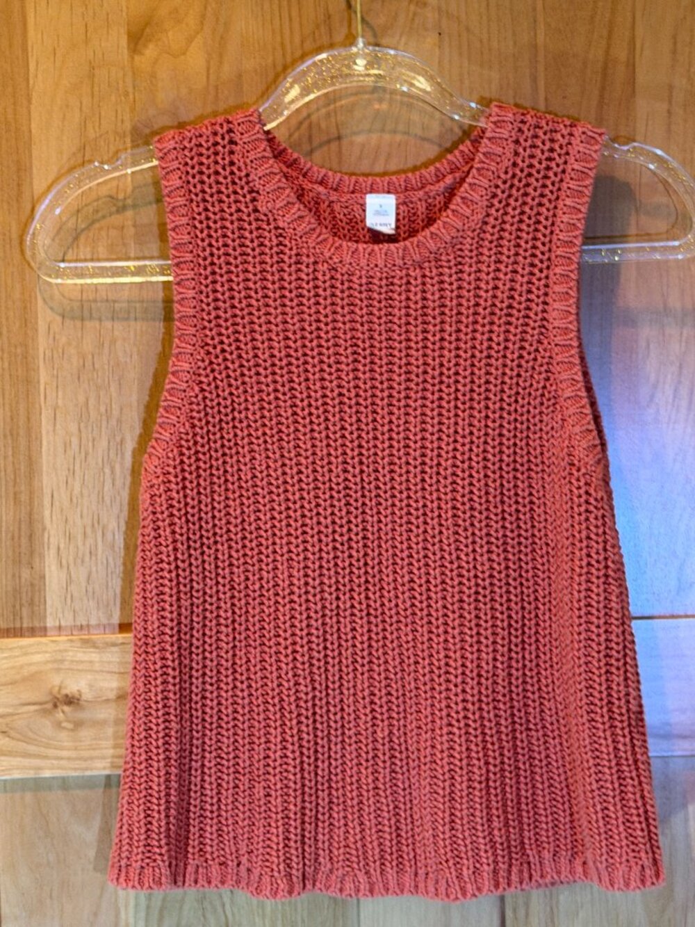 Old Navy Coral Orange Cotton Open-Knit Sweater Vest Size S